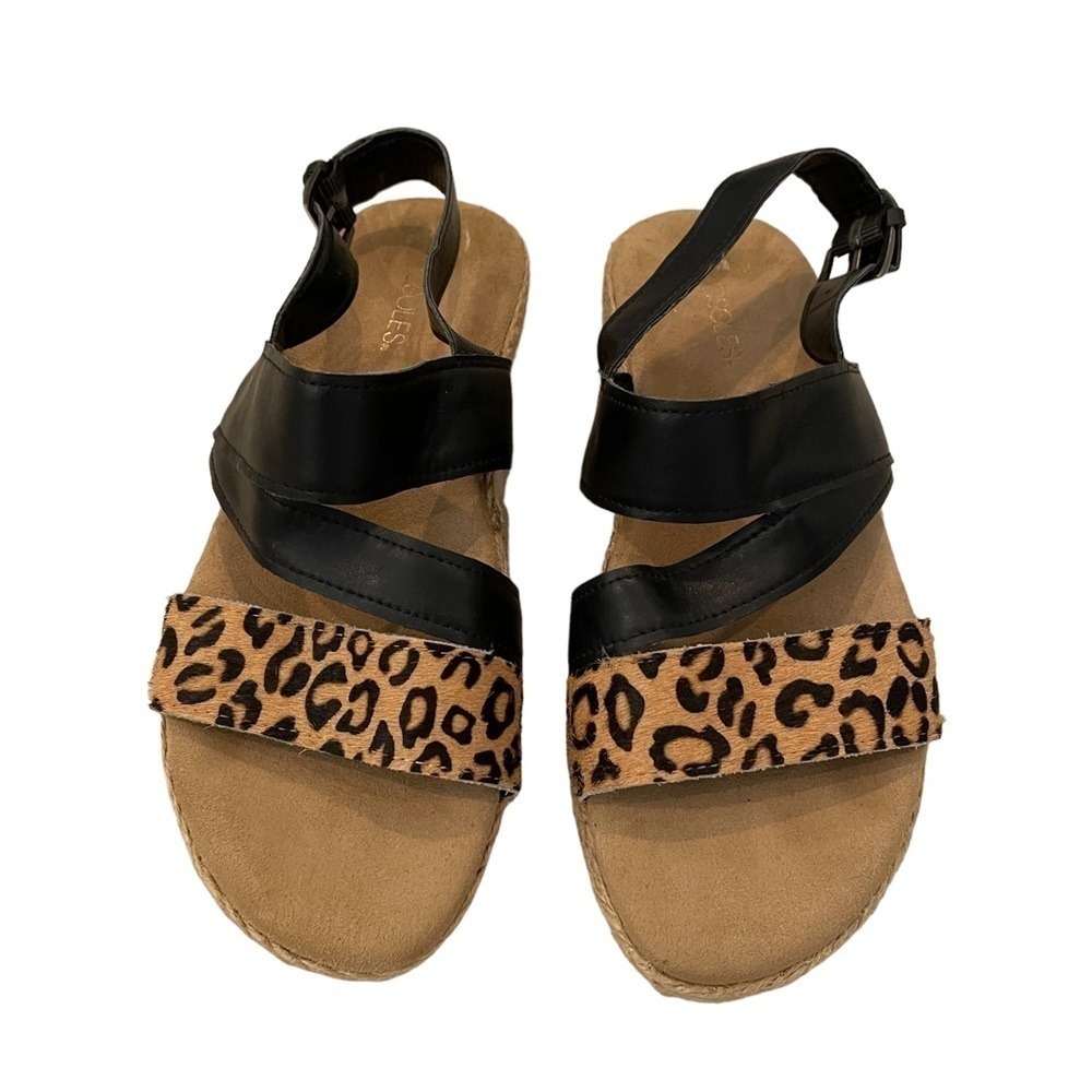 Aerosoles Globetrotter Sandals Leopard Tan Espadrilles Women’s Size 9M